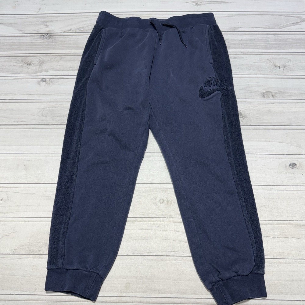 Nike Joggers Mens XL Navy Blue NSW Velour Statement Tapered Leg 929130-451